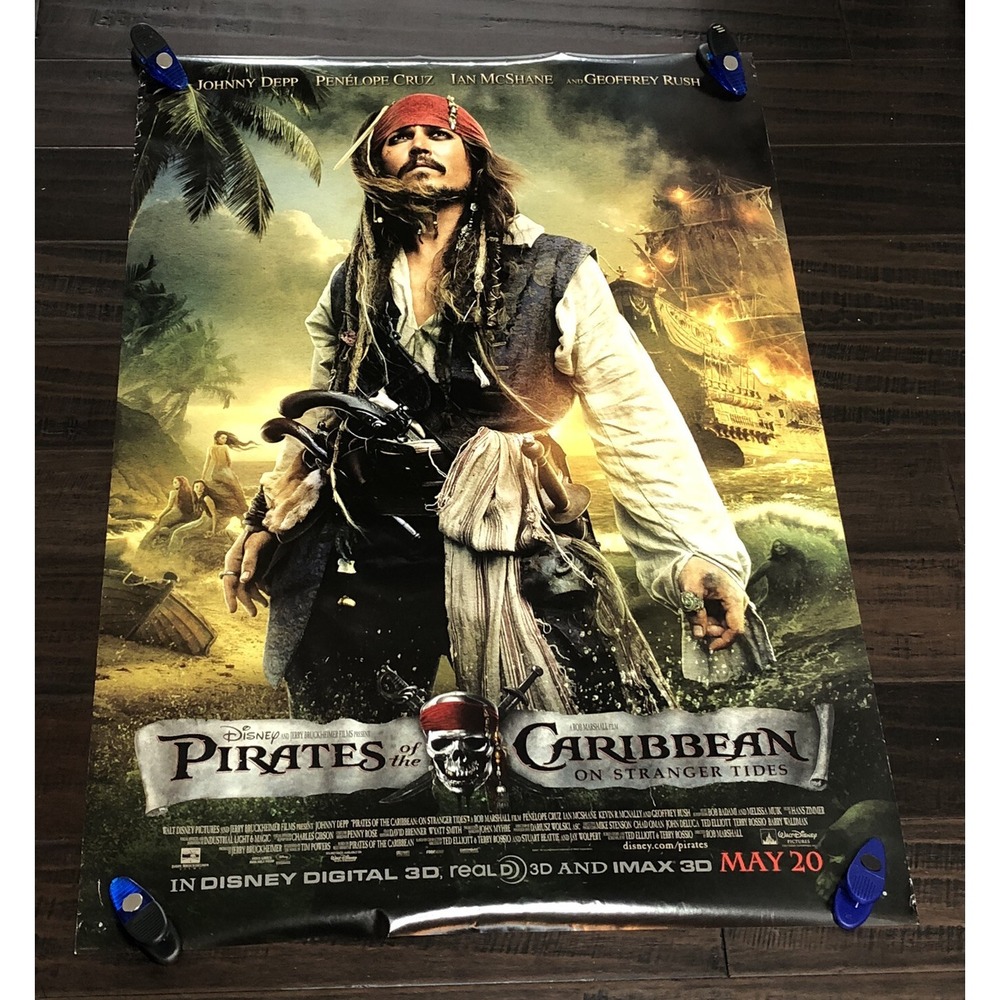 Pirates of the Caribbean On Stranger Tides MOVIE POSTER 2 Sided ORIGINAL 27 x 40